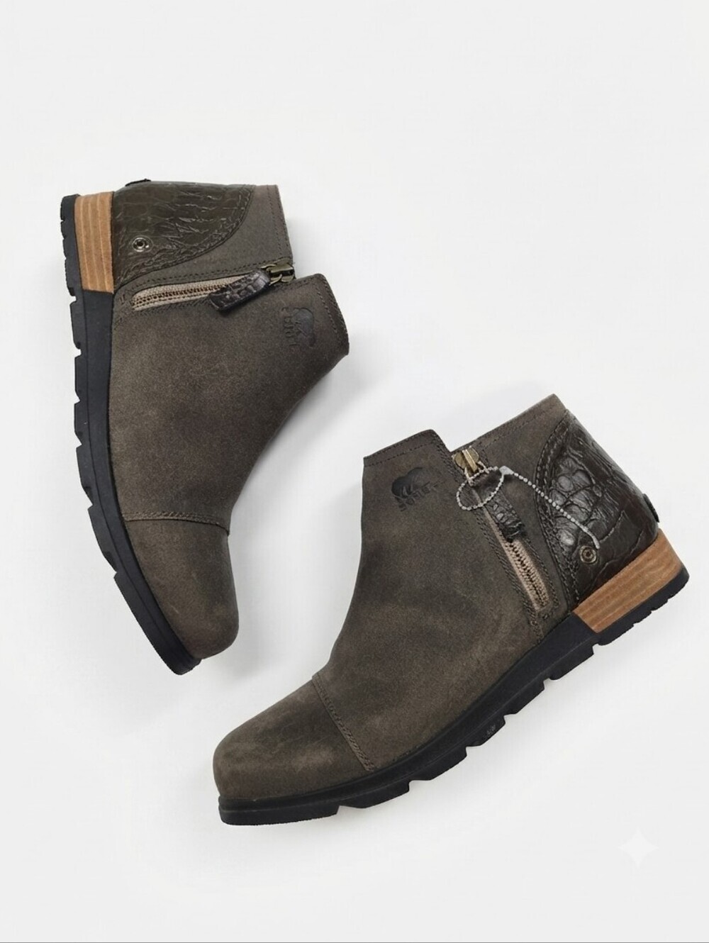 Sorel Boots Womens 10.5 Major Side Zip Ankle Bootie Boots Olive Green
